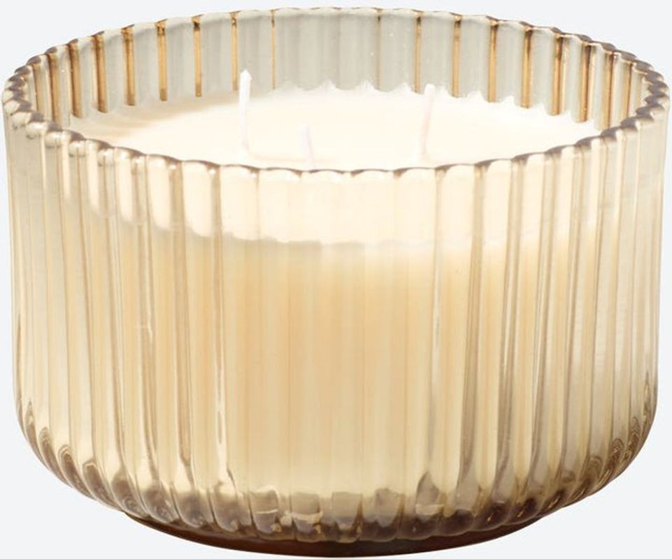 3-Docht-Duftkerze aus Glas in Weiß und Transparent, modern und zylindrisch, B/T/H: 8,6 x 8,6 x 8 cm - Bild 1