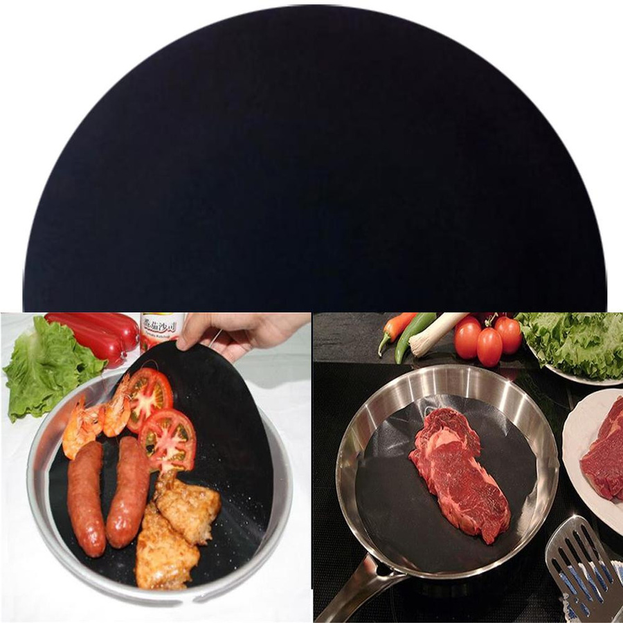 Wiederverwendbare Antihaft-Bratpfannenunterlage aus Teflonbeschichtetem Fiberglas in Schwarz, Durchmesser: 24 cm - Bild 5