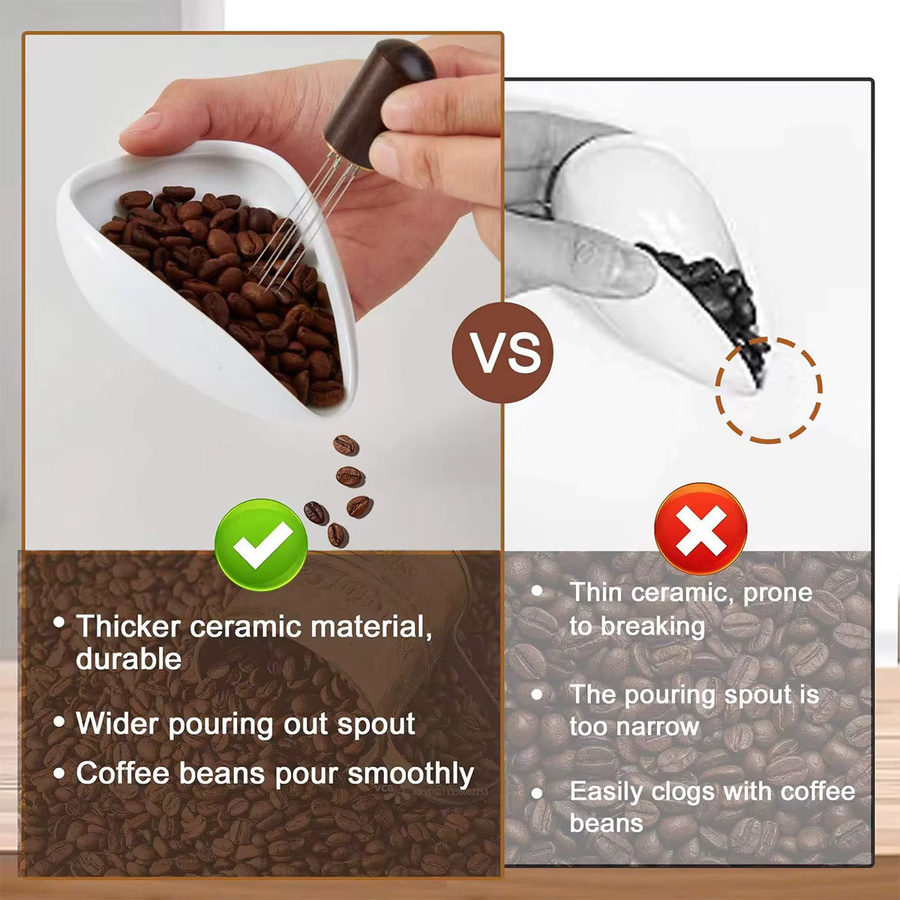 Leeseph Barista-Zubehör-Set mit Kaffeebohnen-Dosierbecher, Sprühflasche und Keramik-Einzeldoschtablett in Schwarz oder Weiß - Bild 4