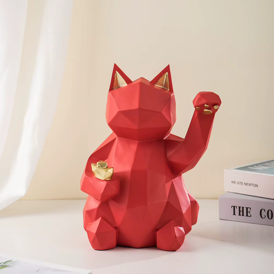RAKKS Zhaocai Katze Dekofigur aus Harz für Wohnzimmer und Schlafzimmer - Bild 2