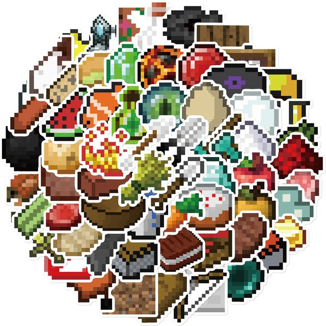 PickJoy Pixel Wind Aufkleber Set zur kreativen DIY Dekoration für Notebook, Gepäck und Boxen, Mehrfarbig, 70 Stück - Bild 1