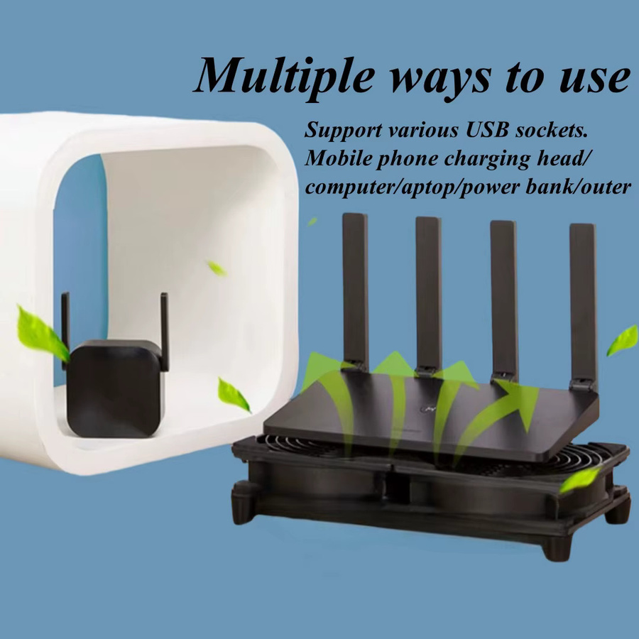 CX FUTRUE USB-Lüfter Set für Router und TV-Box, leise DC 5V Kühlung, 120 mm und 240 mm, inklusive Schutznetz und Schrauben, Schwarz oder Weiß - Bild 2