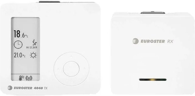 Euroster Raumthermostat 4040TXRX Drahtlos mit Empfänger in Weiß und Grau mit Display - Bild 1