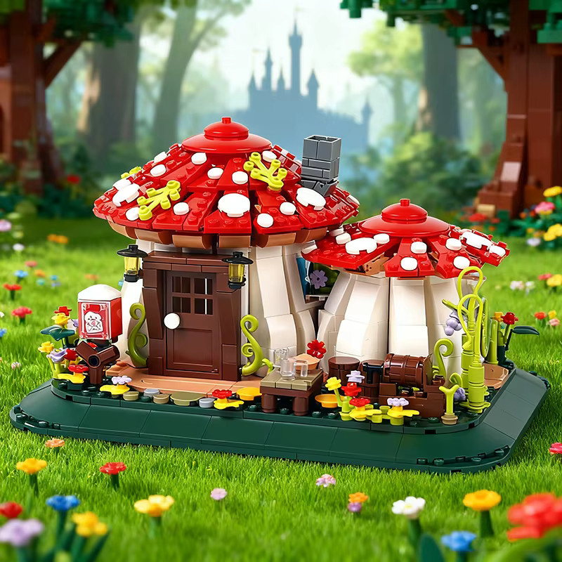 ZHE GAO BLOCKS Kreatives Märchen Pilz Haus Architektur-Set aus Mini-Bricks in Mehrfarbig - Bild 4