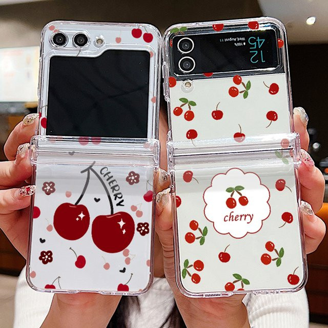 Transparente Handyhülle mit Kirschmuster für Samsung Galaxy Z Flip 8 7 FE 6 5 4 3 5G aus hartem PC-Material - Bild 1