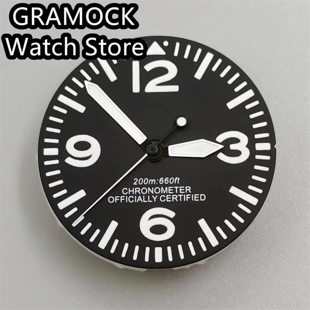 Gramock Zifferblatt, Schwarz, Grün leuchtend, 29 mm - Bild 1