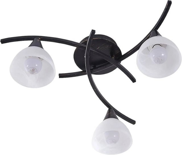 Lindby Deckenlampe Della 9620970 in Schwarz, 3-flammige Glas-Wohnzimmerleuchte im Landhaus Vintage Rustikal Stil mit E14 Fassung - Bild 1