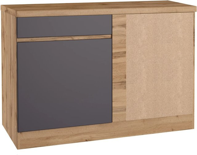 Held Möbel Küchen-Eckschrank Turin in Graphit und Wotaneiche mit Breite: 120 cm - Bild 1