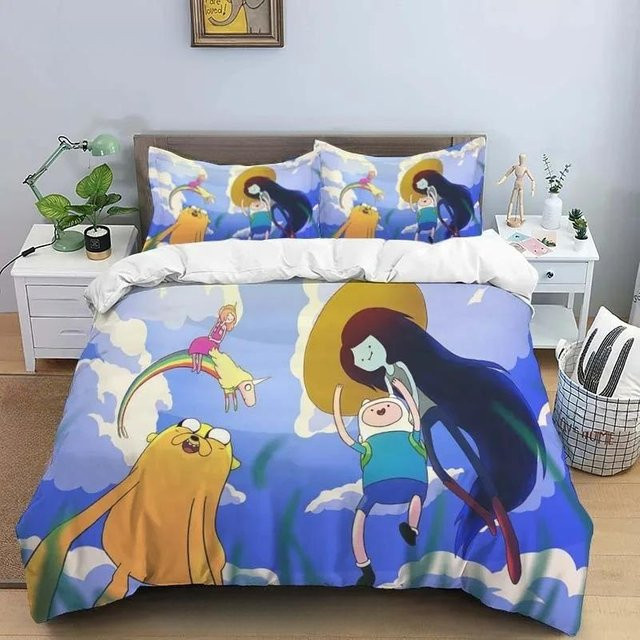 Adventure Time Finn und Jake Bettwäsche-Set mit Steppdecke und Kissenbezügen in Mehrfarben, B/H: 240 x 220 cm - Bild 1