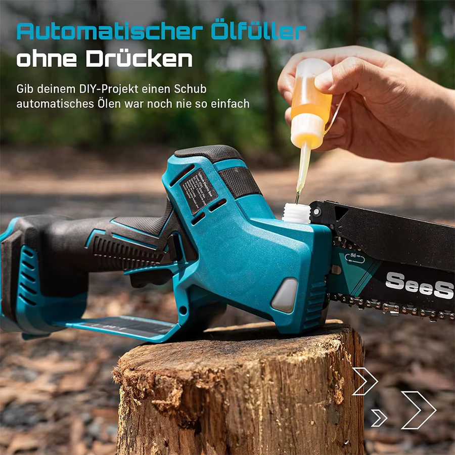 Seesii Bürstenlose 6-Zoll-Mini-Elektrokettensäge für Baumschnitt und Holzbearbeitung mit Akku-Kompatibilität für Makita 18V-Akkus - Bild 5