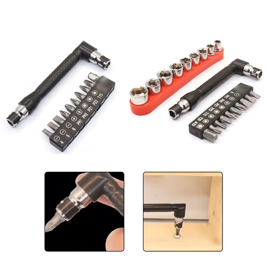 DAZZLEEX L-förmiges Schraubendreher-Bit Set mit 90-Grad-Griff, 11/20-teiliges Handwerkzeug-Set in Schwarz - Bild 3