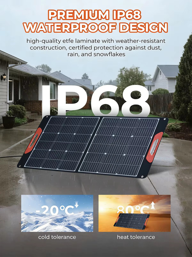 JINGYANGPV 100W Faltbares Solarpanel in Schwarz, Wasserdichtes Tragbares Solarladegerät für Camping, Wohnmobil und Outdoor - Bild 5
