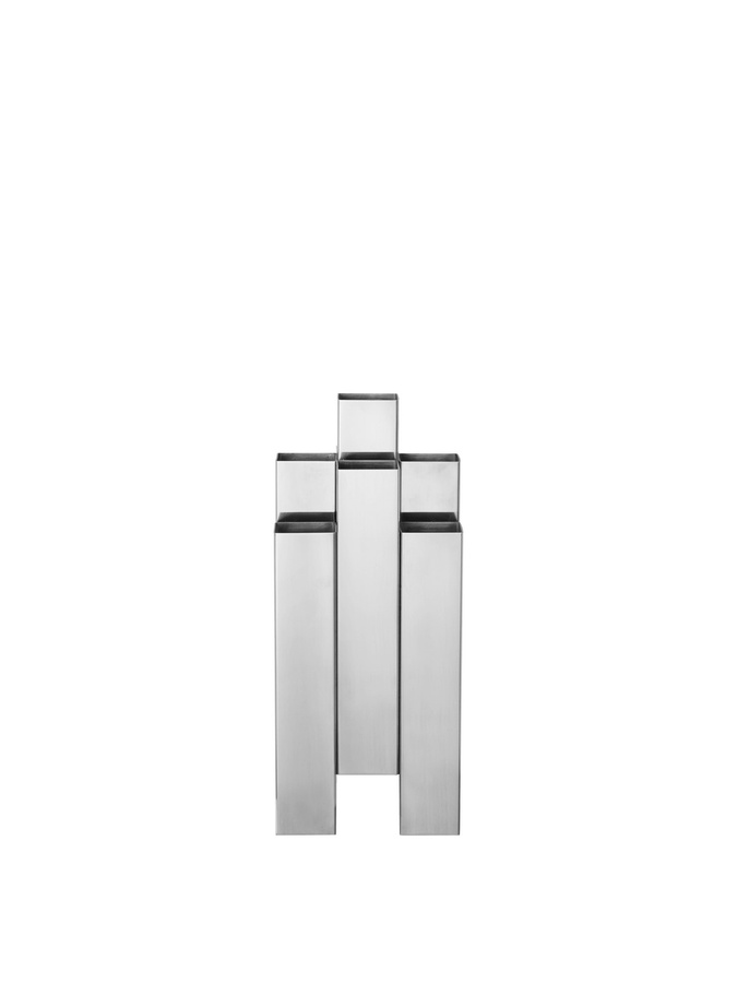 Ferm Living Tessera Vase in Silber und Transparent mit geometrischem Design - Bild 2