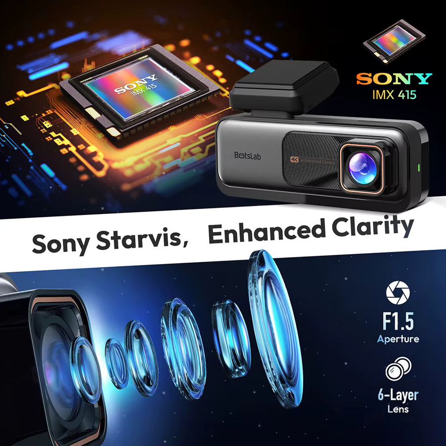 Botslab G980H Dual Dash Cam mit 4K UHD Auflösung, SONY Sensoren, Sprachsteuerung, ADAS, GPS und 5,8 GHz WLAN in Schwarz inklusive 64 GB Karte - Bild 2