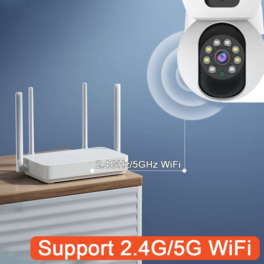 Sherway 8MP Dual Objektiv 5G WIFI Kamera Tuya Smart PTZ 4K HD Dual Screen mit Auto Tracking, Drahtlose Video Überwachung Innenkamera, Weiß - Bild 3