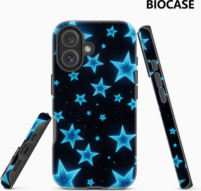 Potdemiel Neonblaue Stern-Handyhülle für iPhone 17 16 15 14 13 Pro Max Plus mit Magnetfunktion und robustem Doppelschicht-Schutz - Bild 1