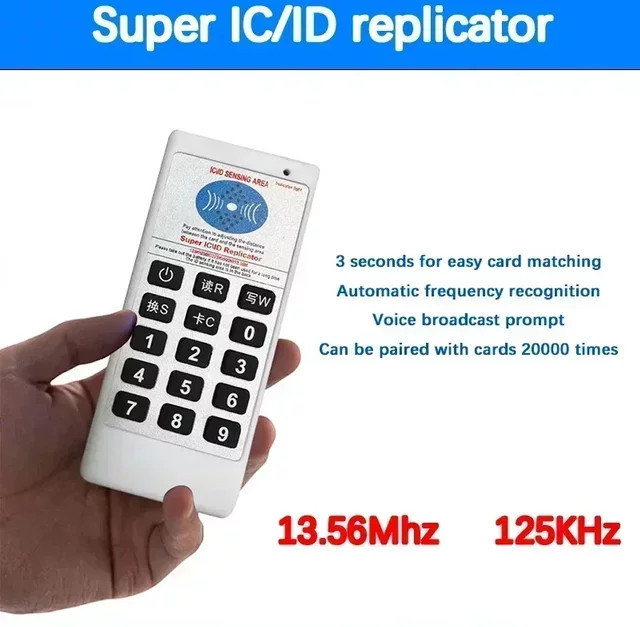 HACHANLUN Handheld RFID Kopierer und NFC-IC-Kartenleser in Weiß für 125 kHz und 13,56 MHz - Bild 1