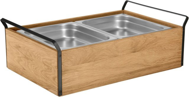 VEGA Buffet-Kühltablett Esino hoch in Eiche, Schwarz und Edelstahl, rechteckig, B/T/H: 61,9 x 38,6 x 20,9 cm - Bild 1