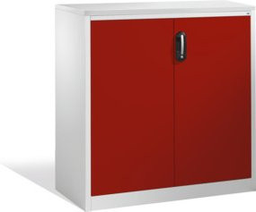 C+P Akten-Sideboard Acurado mit Drehtüren, 3 Ordnerhöhen, Front Rubinrot, Korpus Lichtgrau, H: 120 cm, B: 120 cm, T: 50 cm - Bild 1