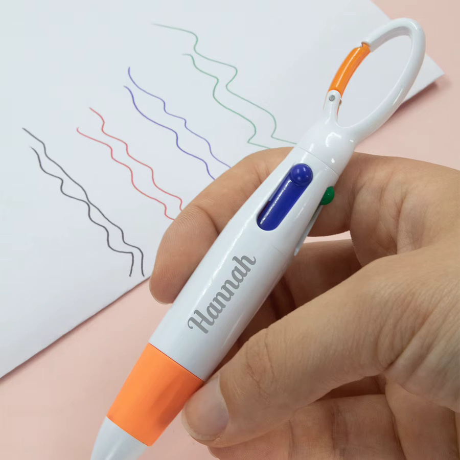 Personalisierter Karabiner-Vierfarbstift in Mehrfarben mit schwarzer Tinte - Bild 2