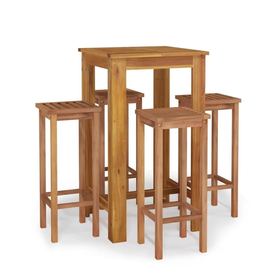 vidaXL 5-tlg Garten-Essgruppe Modell 42 aus Akazien-Massivholz in Braun, B/T/H: 105 x 60 x 60 cm - Bild 2