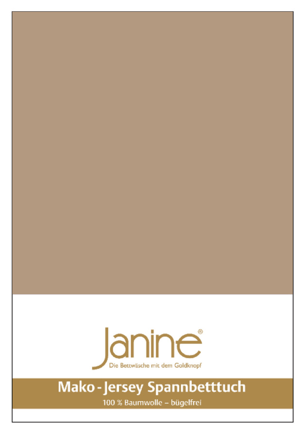 Janine Mako Jersey Spannbetttuch Bettlaken aus Baumwolle, Farbe: Nougat, B/T: 90 x 190 cm - Bild 1
