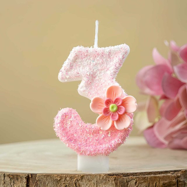 MINISO Digitale Kerze Rosa Blume als kreative Dekoration für deine Geburtstagstorte - Bild 1
