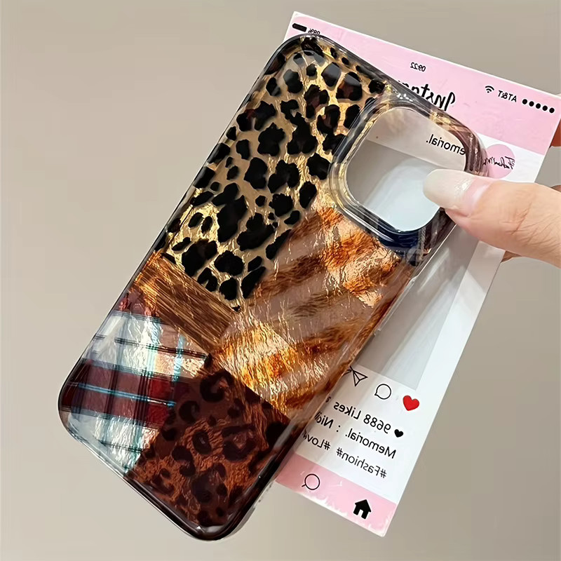 Luxuriöse Handyhülle mit Leopardenmuster und Feder-Textur für Samsung Galaxy S26 S25 S24 S23 S22 S21 FE Ultra Plus 4G 5G - Bild 3