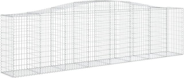 vidaXL Gabionen mit Hochbogen Set aus verzinktem Eisen in Silber, 10 Stück, B/T/H: 400 x 50 x 100/120 cm - Bild 1