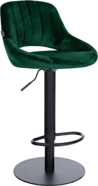 CLP Barhocker Milet höhenverstellbar mit gepolsterter Samtsitzschale in Schwarz oder Grün, modern und belastbar bis 150 kg - Bild 1