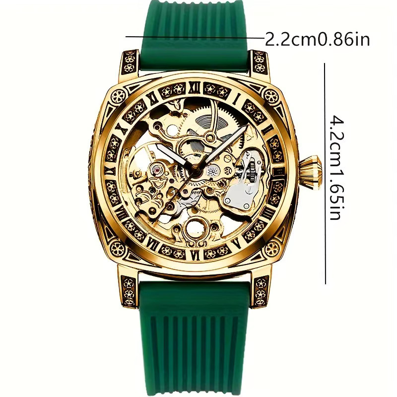 CAROTIF Herrenuhr, Automatik, Analoguhr, Gold, Silikon, Grün, Herren - Bild 5