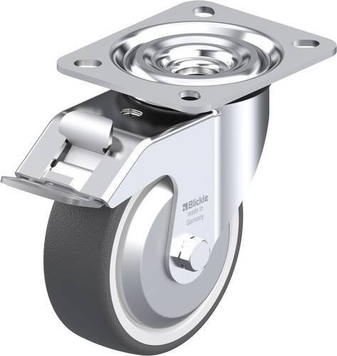 Blickle Lenkrolle 2055 L-POTH 100G-FI-FA mit Feststeller in Silber und Grau, Rad-Durchmesser: 100 mm, Tragfähigkeit: 250 kg - Bild 1