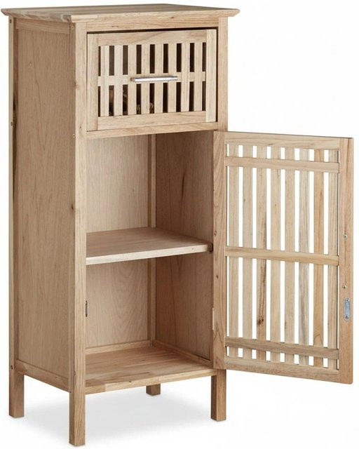 Relaxdays Badschrank aus Walnussholz Natur, freistehend, braun, H: 82 cm, B: 40 cm, T: 29 cm - Bild 1