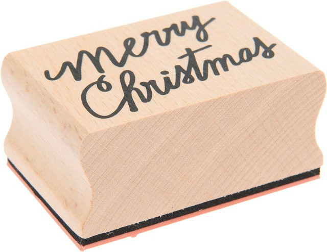 Rico Design Paper Poetry Stempel Put a Bow on It Merry Christmas aus Holz - Bild 1