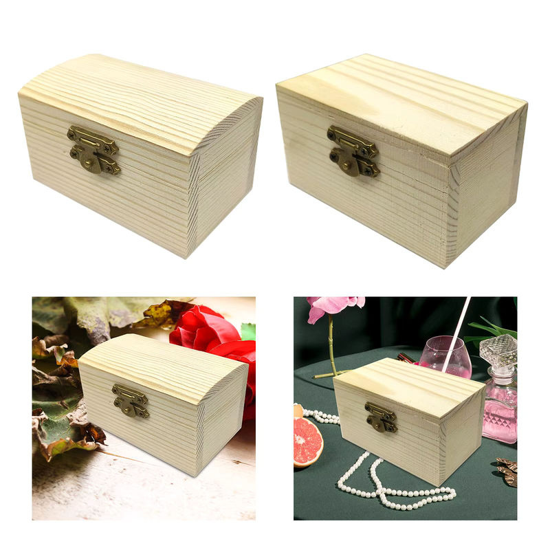 Phenovo Unvollendete Holzkiste als Schmuckvitrine und Bastelbox in Braun und Beige für Hochzeit und Hobbys - Bild 3