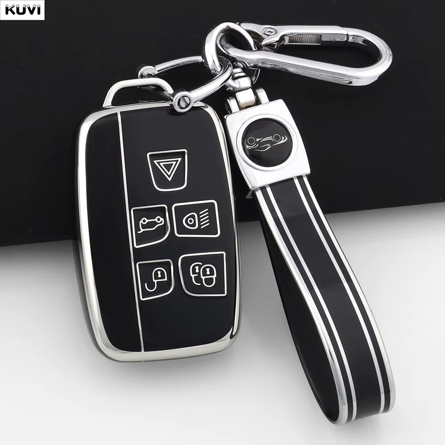 Kuvi TPU Autoschlüssel Schutzhülle in Schwarz für Land Rover Range Rover Evoque Sport Freelander Discovery Velar und Jaguar XE XF XJ - Bild 1
