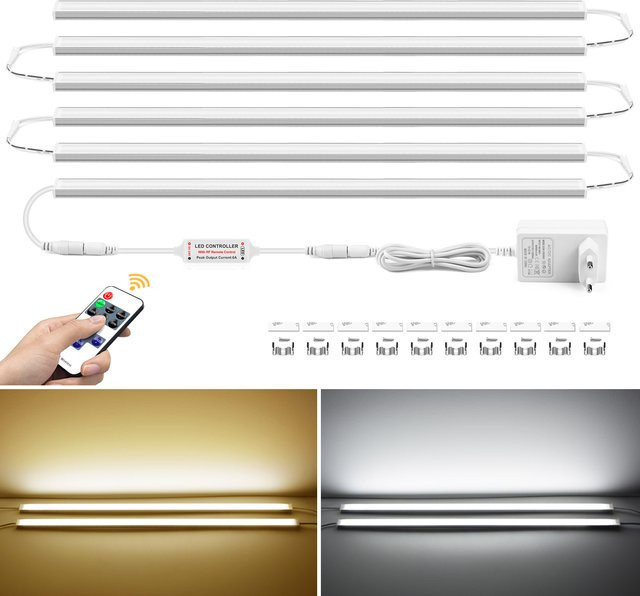 Rybakov LED-Aluminium-Schranklampe mit dimmbarer Fernbedienung und integriertem LED-Streifen für die Küche in Warmweiß oder Weiß - Bild 1