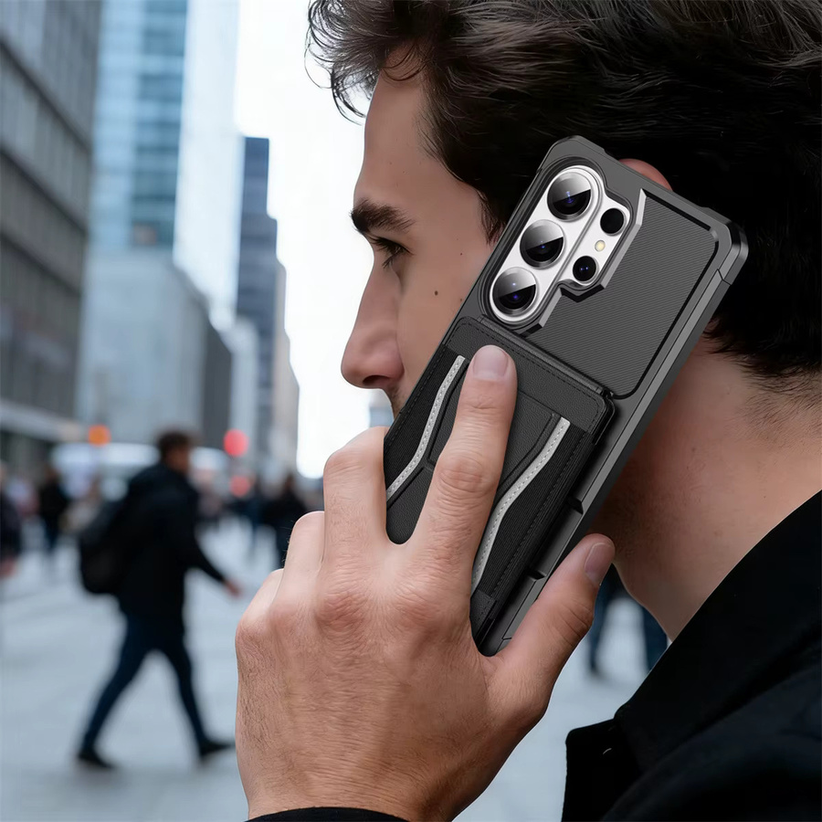 Lederhülle mit Kartenhalter und Ständer für Samsung Galaxy S21 S22 S23 S24 S25 S26 Ultra FE Plus und A-Serie in Schwarz oder Gold - Bild 6