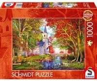 Schmidt Spiele Puzzle Kapelle im Herbstzauber Herbst-Idylle 1000 Teile - Bild 1