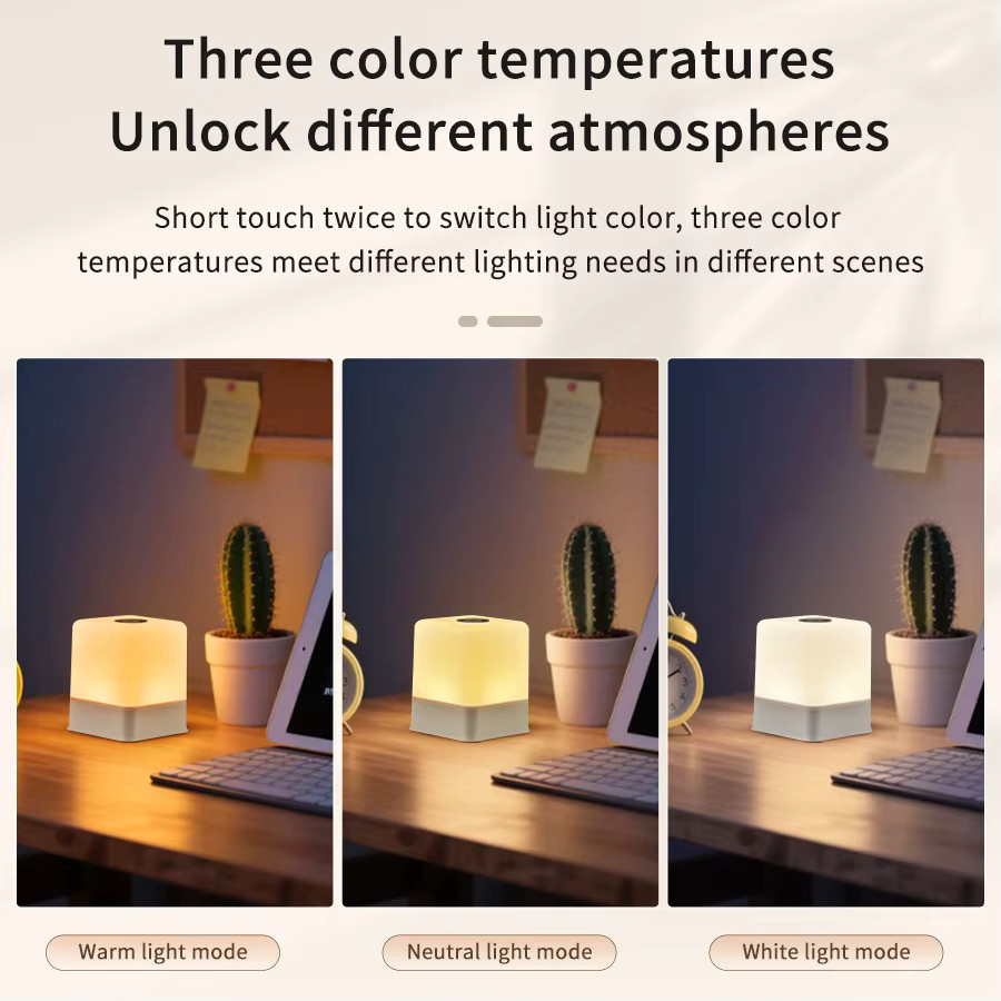 ATcomm RGB Touch-Nachtlicht, dimmbare wiederaufladbare Schreibtischlampe in Weiß für Schlafzimmer und Wohnzimmer - Bild 5