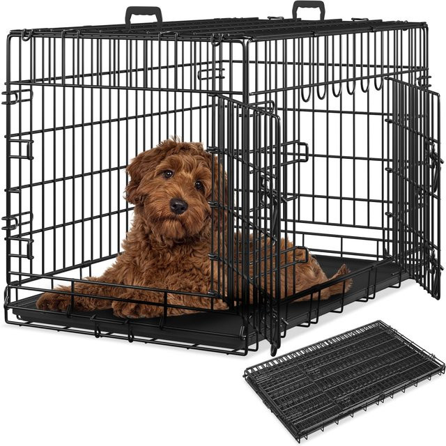 tectake Hundekäfig Luna Gitterbox klappbar Schwarz B/T/H: 91,5 x 59,5 x 64 cm - Bild 2