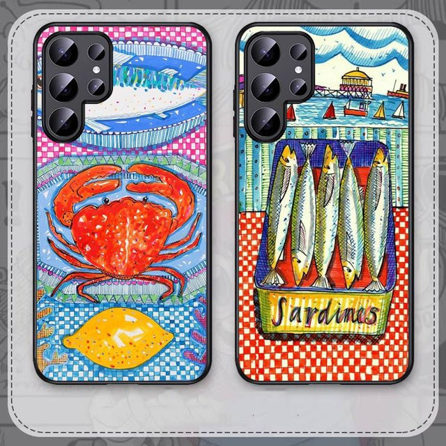 Sardinen-Fisch-Kunst Handyhülle für Samsung Galaxy S25 S24 S23 S22 S21 S20 S10 S9 Plus Lite Ultra FE Note 20 in Multicolor - Bild 1