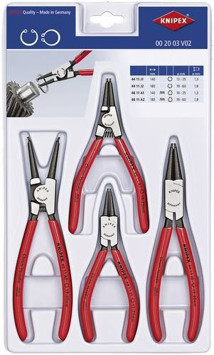 Knipex Sicherungsringzangen-Set 00 20 03 V02 aus Chrom-Vanadium für Außen- und Innenringe, 4-teilig, rot - Bild 1