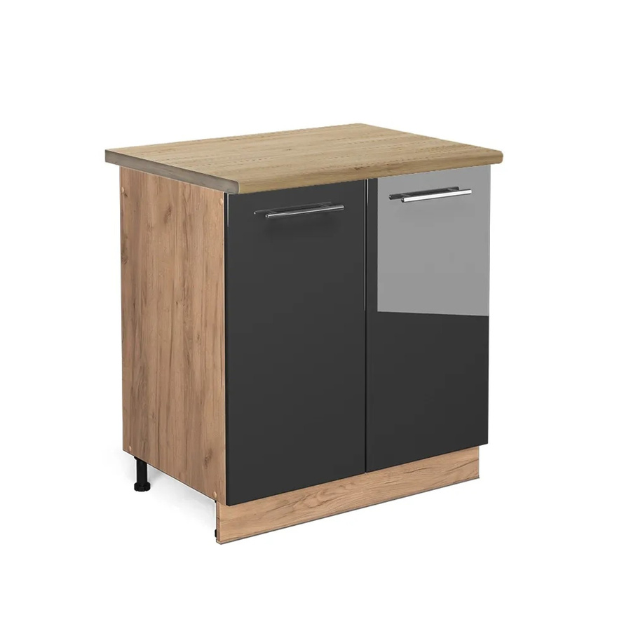 Vicco Spülenunterschrank Fame-Line Anthrazit Hochglanz und Goldkraft Eiche, B/T/H: 80 x 60 x 82 cm - Bild 2