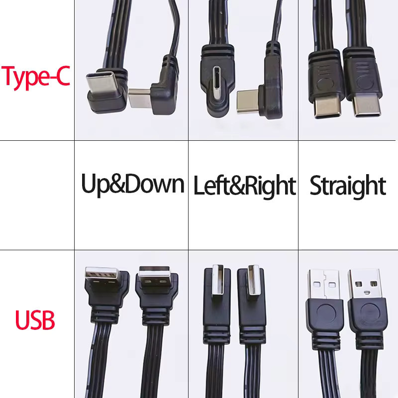 JCD USB-C auf USB-C Lade- und Datenübertragungskabel mit flexiblem 90-Grad-Winkel in Schwarz - Bild 4