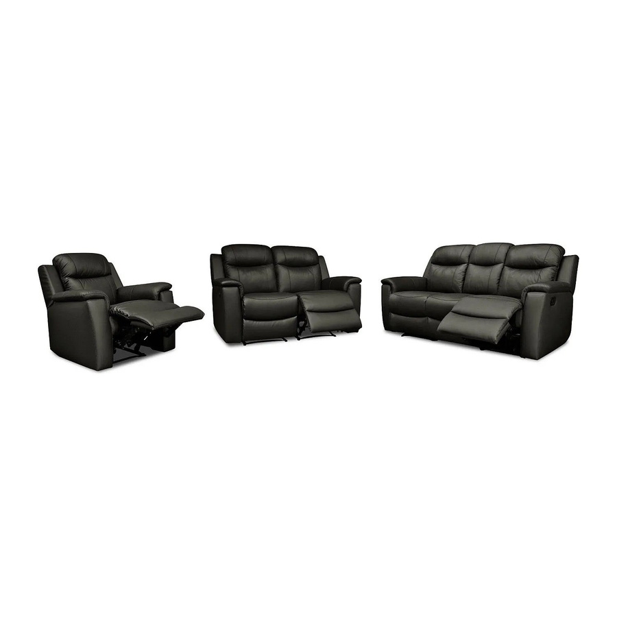 Vente-unique Couchgarnitur Evasion aus Rindsleder in Schwarz mit 3-Sitzer, 2-Sitzer und Sessel, B/T/H: 205 x 165 x 95 cm - Bild 2