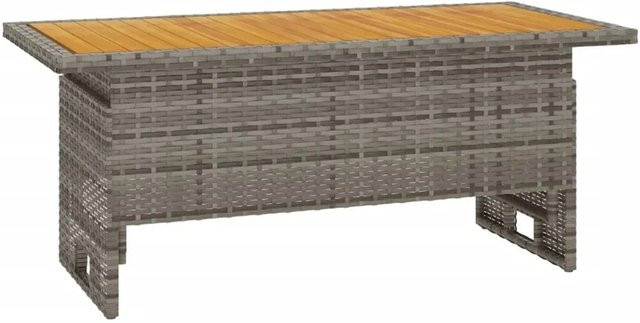 vidaXL Gartentisch aus Akazienholz und Poly Rattan in Grau, höhenverstellbar, B/T/H: 100 x 50 x 43/63 cm - Bild 1