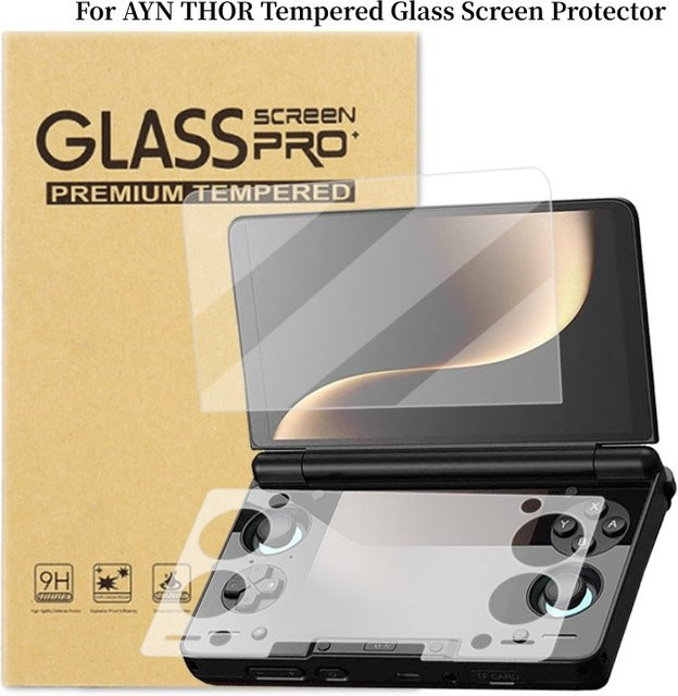 AYN THOR Displayschutzfolie aus gehärtetem Glas für THOR Flip Dual Screen Spielekonsole, transparent, HD Vollbildschutz - Bild 1