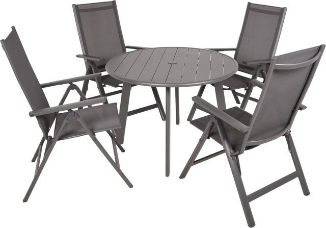 DELUKE Garten-Sitzgruppe UTE 5-teilig in Anthrazit mit Aluminiumgestell und Kunststoffgewebe für Garten, Terrasse und Balkon - Bild 1