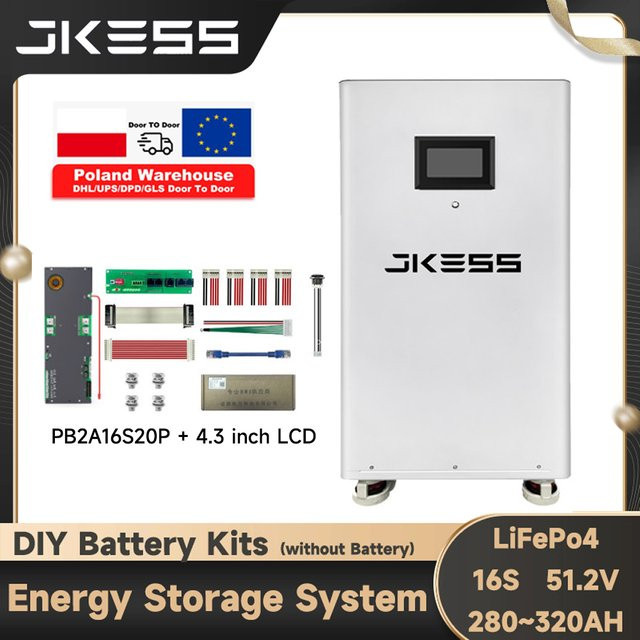 JKESS LiFePo4 Batterie DIY-Kit Energiespeichersystem 15kWh 51.2V 314Ah mit JKBMS PB2A16S20P und LCD-Display - Bild 1